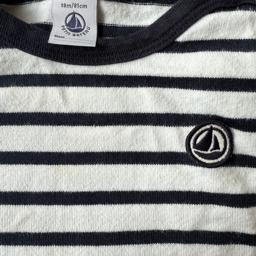 Petit Bateau Navy and White Striped Kids Shirt, 18 months - Picture 2 of 5